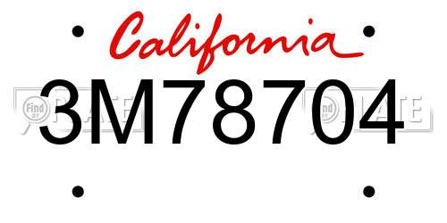 3M78704 California License Plate