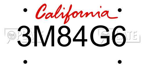 3M84G6 California License Plate