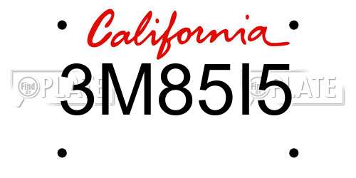 3M85I5 California License Plate