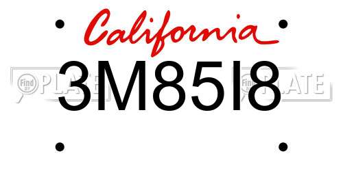 3M85I8 California License Plate