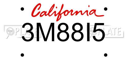 3M88I5 California License Plate