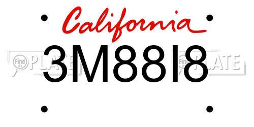 3M88I8 California License Plate