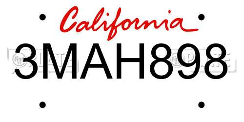 3MAH898 California License Plate