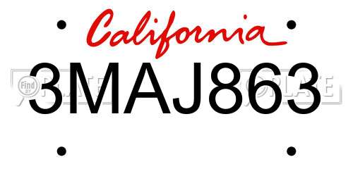3MAJ863 California License Plate