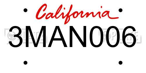 3MAN006 California License Plate