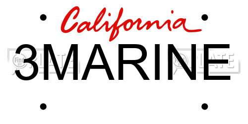 3MARINE California License Plate