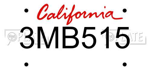 3MB515 California License Plate