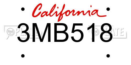 3MB518 California License Plate