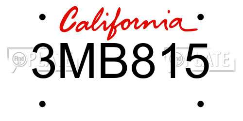 3MB815 California License Plate