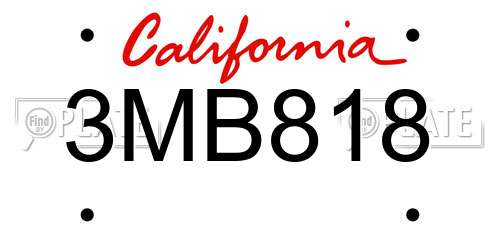 3MB818 California License Plate