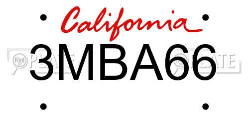 3MBA66 California License Plate
