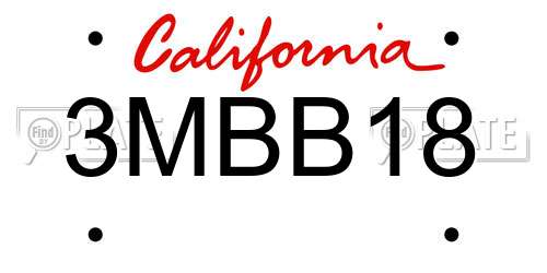 3MBB18 California License Plate