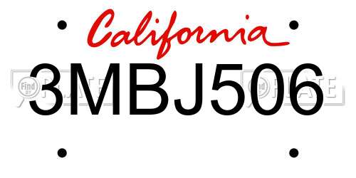 3MBJ506 California License Plate