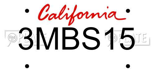3MBS15 California License Plate