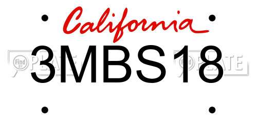 3MBS18 California License Plate
