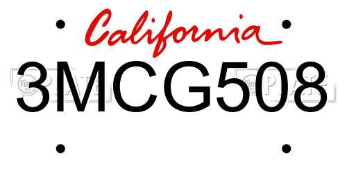 3MCG508 California License Plate
