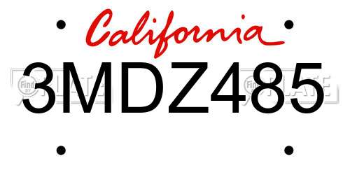 3MDZ485 California License Plate