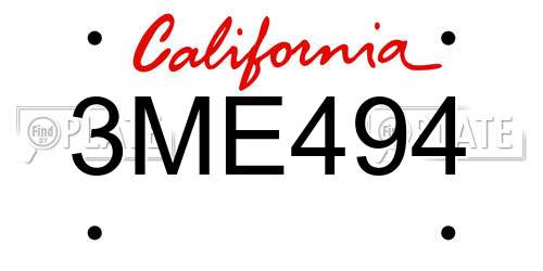 3ME494 California License Plate