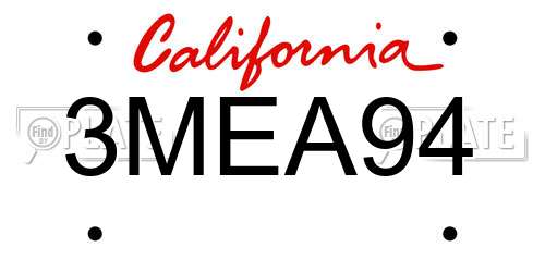 3MEA94 California License Plate
