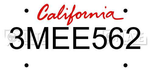 3MEE562 California License Plate