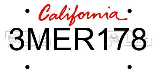 3MER178 California License Plate