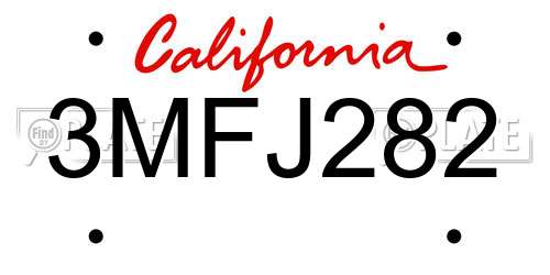 3MFJ282 California License Plate