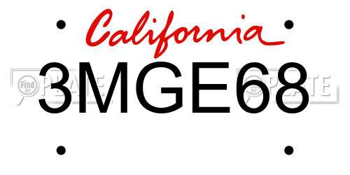 3MGE68 California License Plate