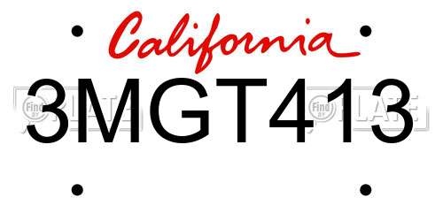 3MGT413 California License Plate