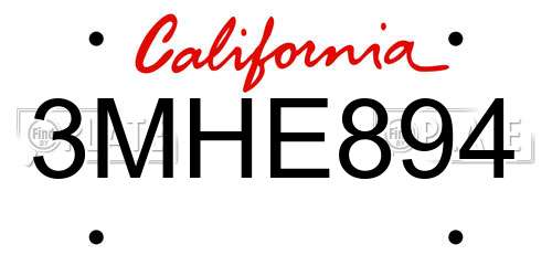 3MHE894 California License Plate