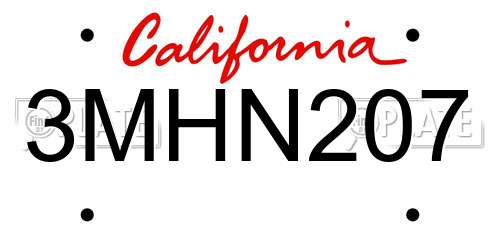 3MHN207 California License Plate