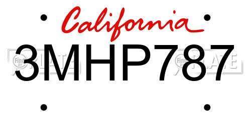 3MHP787 California License Plate