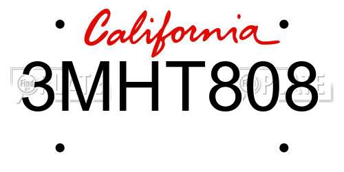 3MHT808 California License Plate