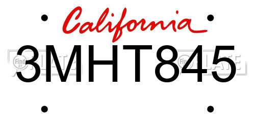 3MHT845 California License Plate