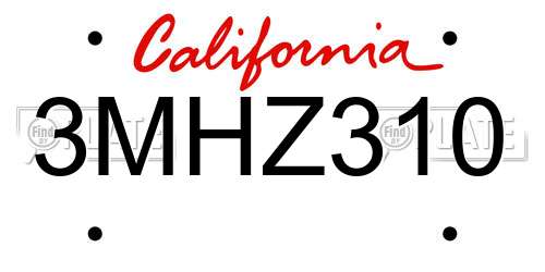 3MHZ310 California License Plate