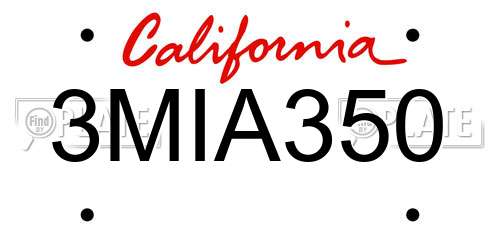 3MIA350 California License Plate
