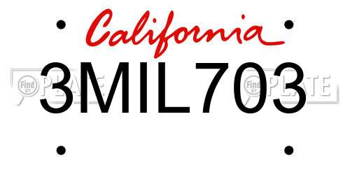 3MIL703 California License Plate