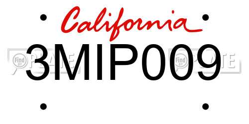 3MIP009 California License Plate
