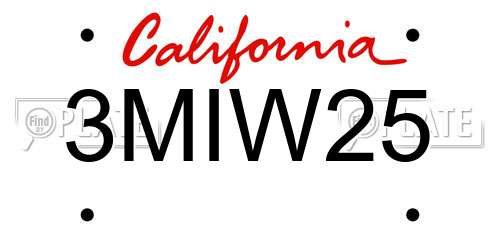3MIW25 California License Plate