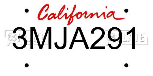 3MJA291 California License Plate