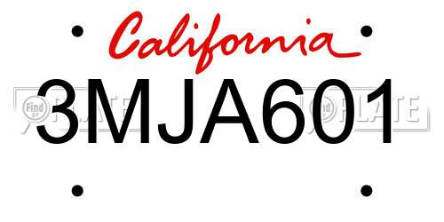 3MJA601 California License Plate