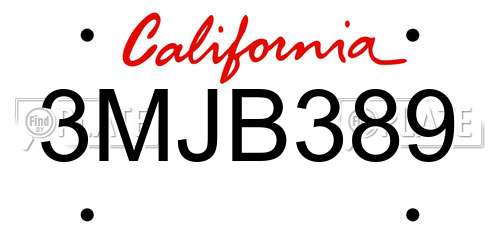 3MJB389 California License Plate