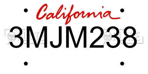 3MJM238 California License Plate