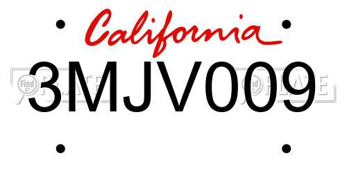 3MJV009 California License Plate