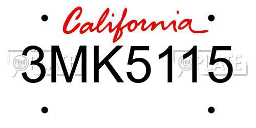 3MK5115 California License Plate