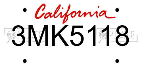 3MK5118 California License Plate