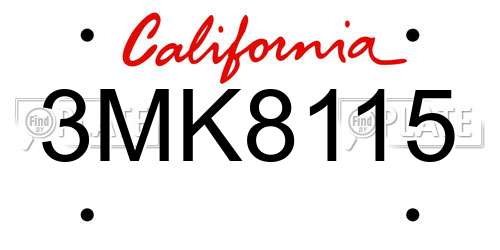 3MK8115 California License Plate