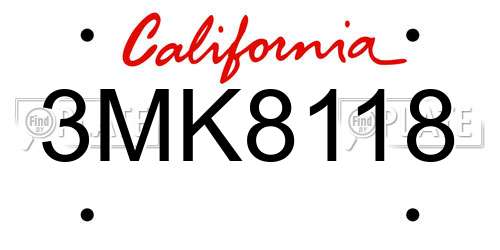 3MK8118 California License Plate