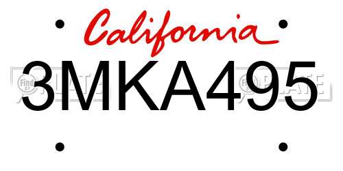3MKA495 California License Plate