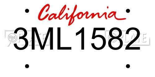 3ML1582 California License Plate