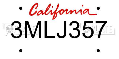 3MLJ357 California License Plate